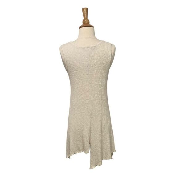 Luukaa Cream Crinkle Knit Cardigan Tank SET Lagenlook Modern Unique Size 8 / 10 - Picture 9 of 12